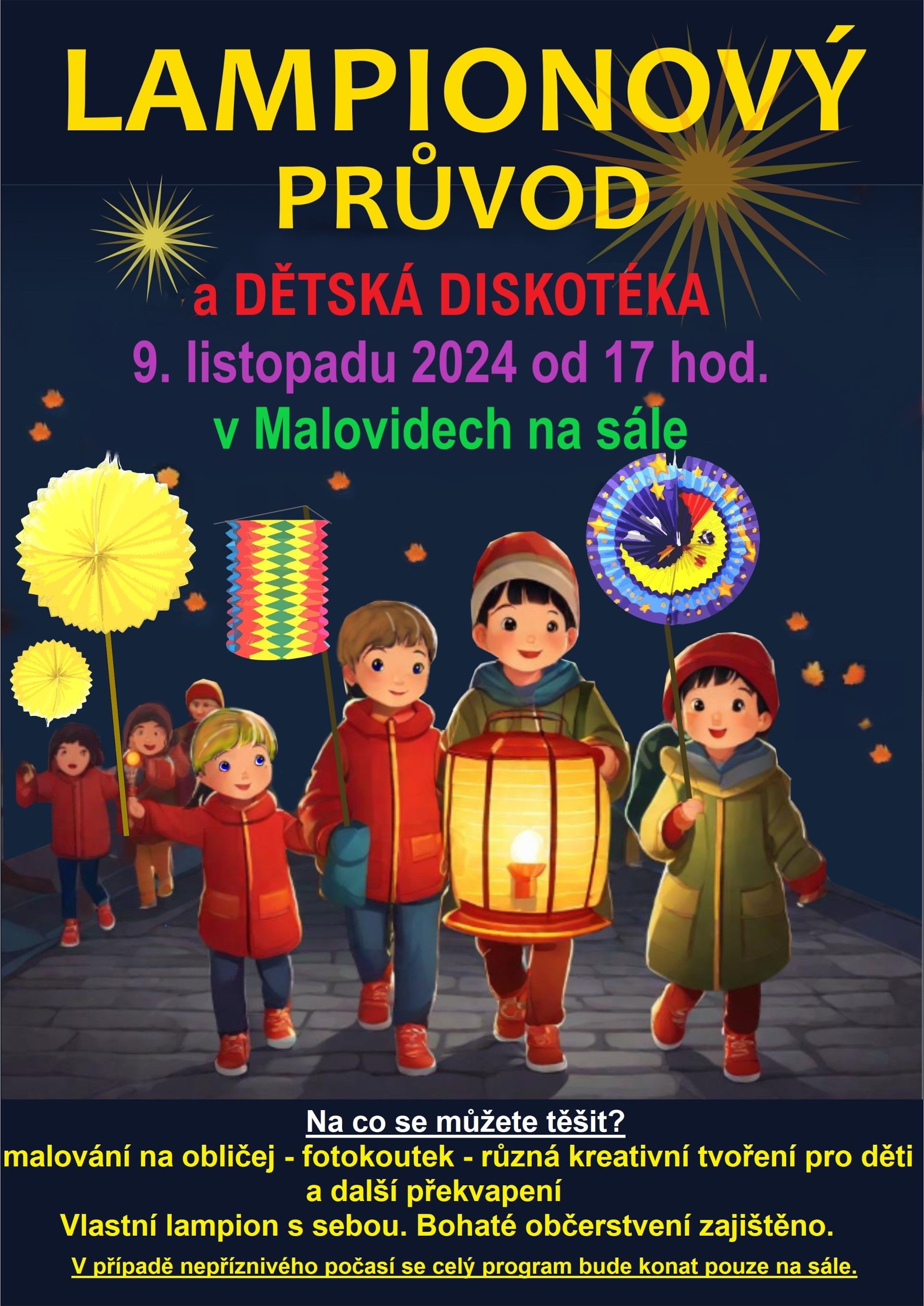 Lampionový průvod a dětská diskotéka v Malovidech